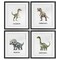 Stupell Industries Meet The Dinosaurs 4pc Framed Print Under Glass Set, design by Christine Simpson Art